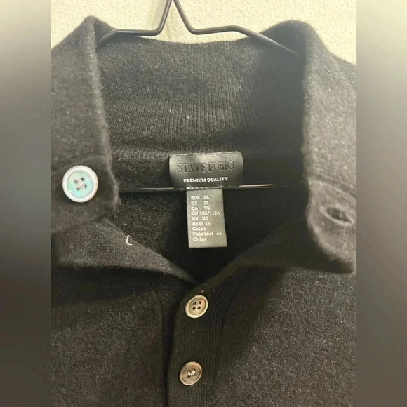 State Fusio Black Collared Cashmere/ Wool Blend Sweater Size XL - Picture 2 of 4